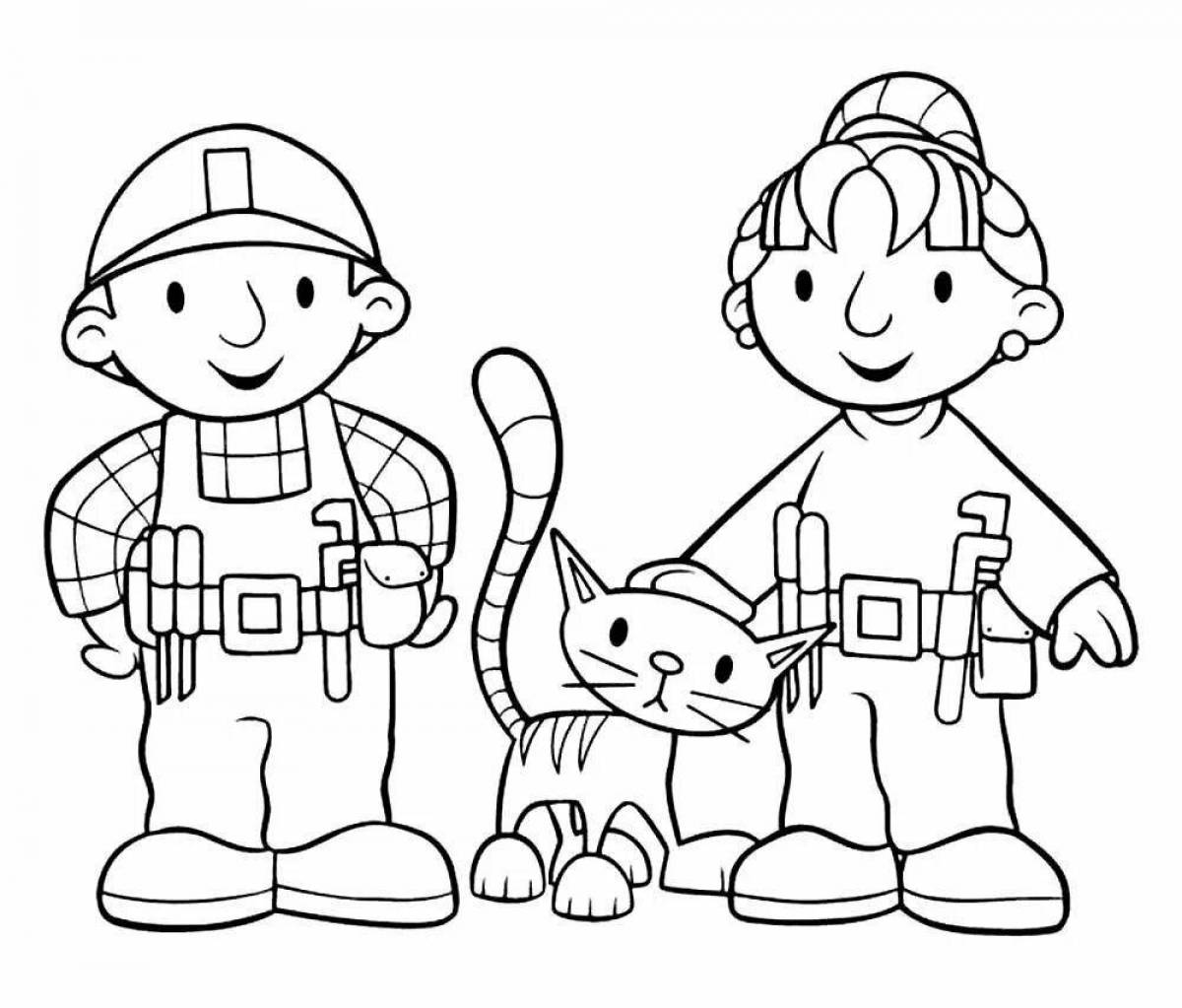 Colorful occupations coloring pages for kindergarten children