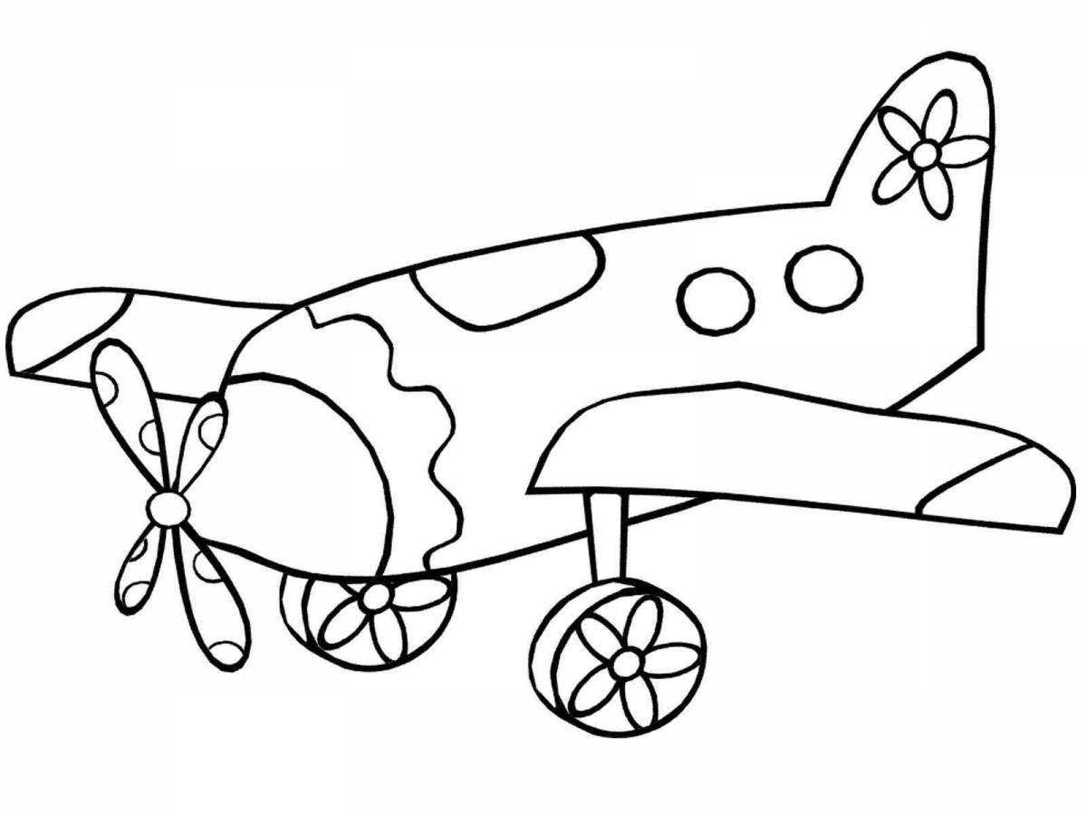 Красочная раскраска самолет для детей 3-4 лет