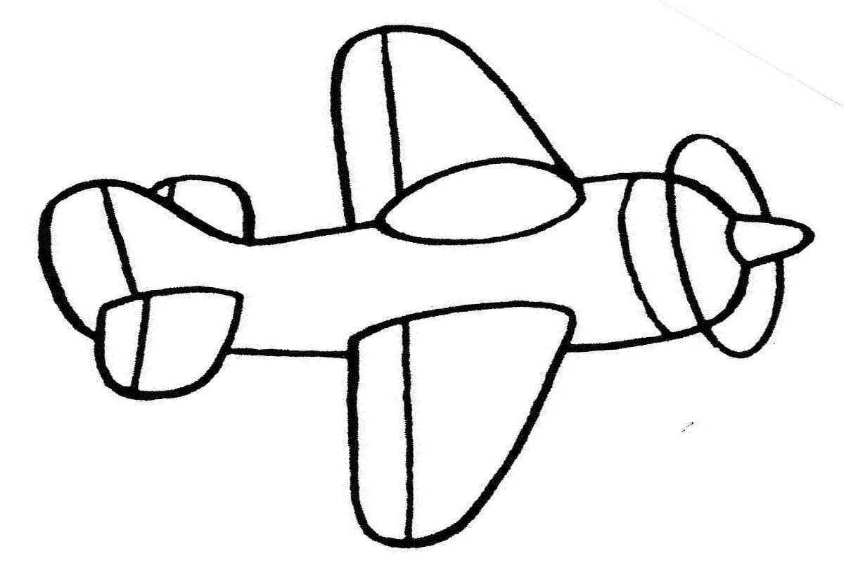 Яркая раскраска самолет для детей 3-4 лет