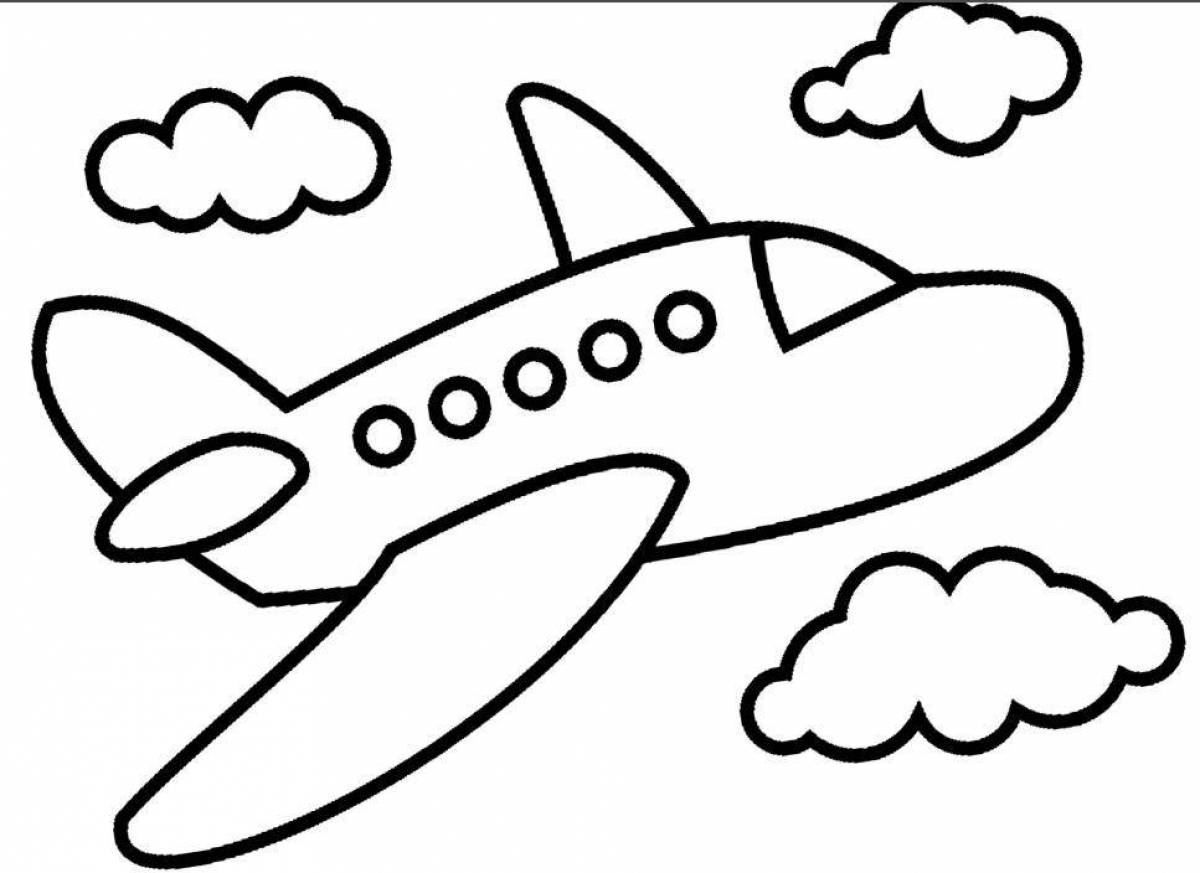 Веселая раскраска «самолет» для детей 3-4 лет
