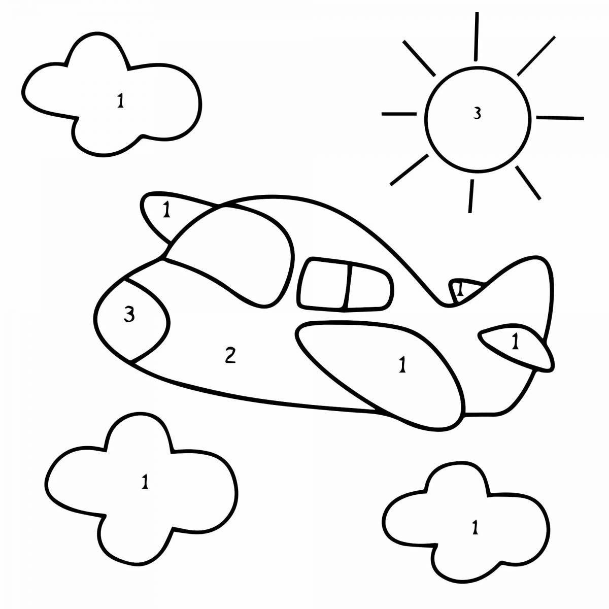 Игривая страница раскраски самолета для детей 3-4 лет