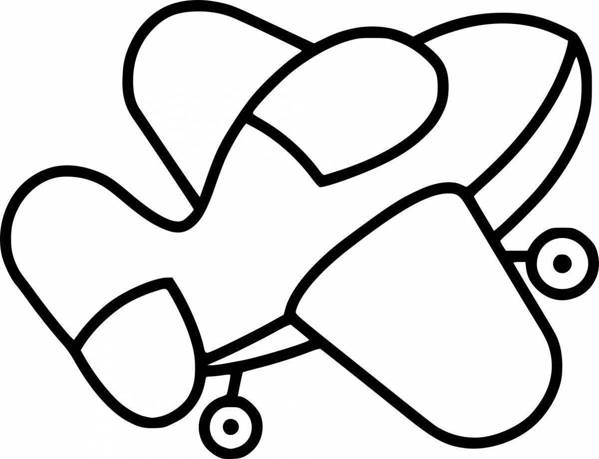 Colored airplane coloring page for 3-4 year olds