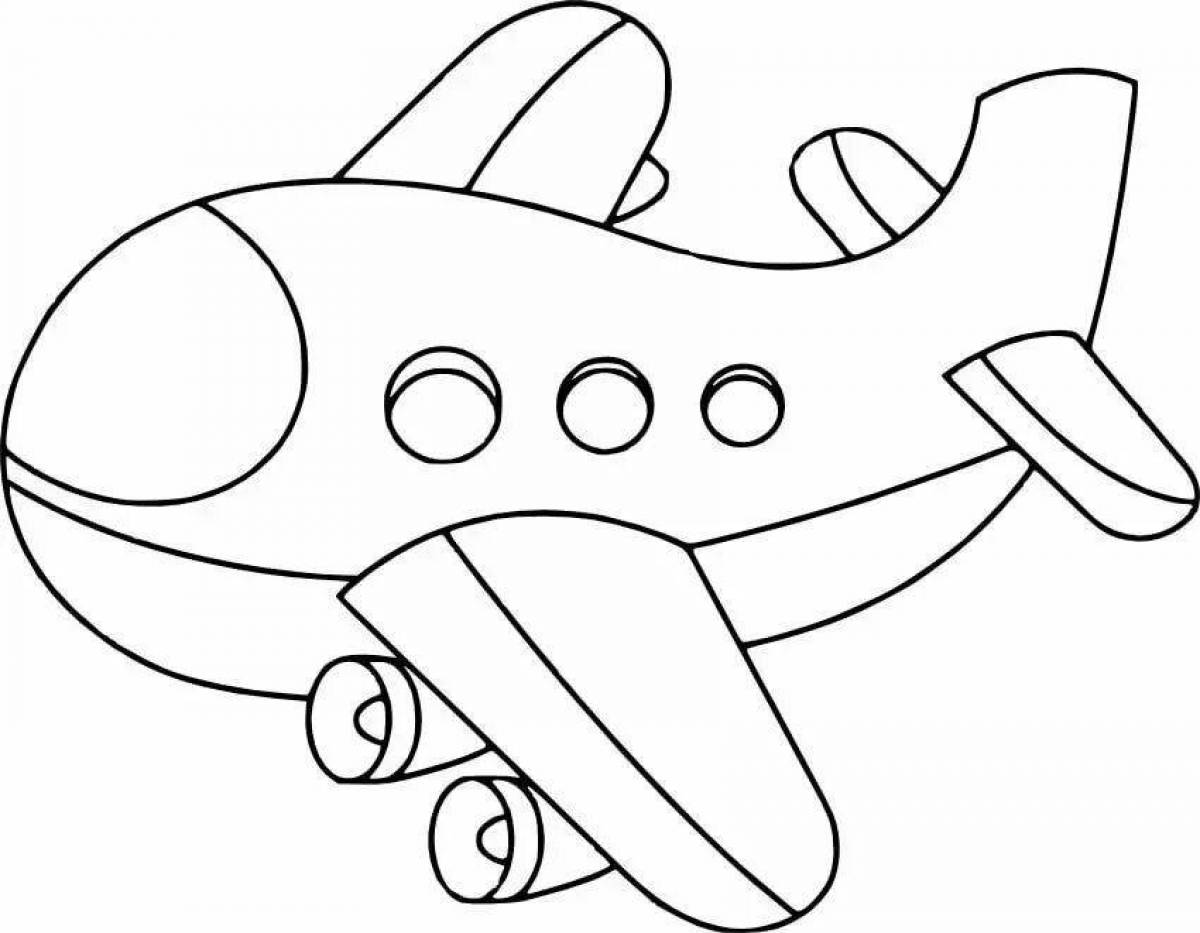 Яркая раскраска самолета для детей 3-4 лет