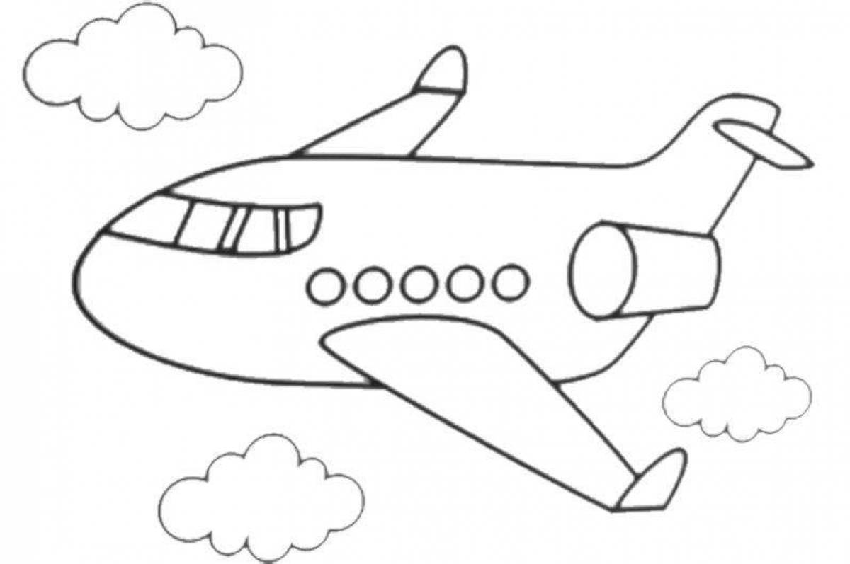 Раскраска «самолет с красками» для детей 3-4 лет