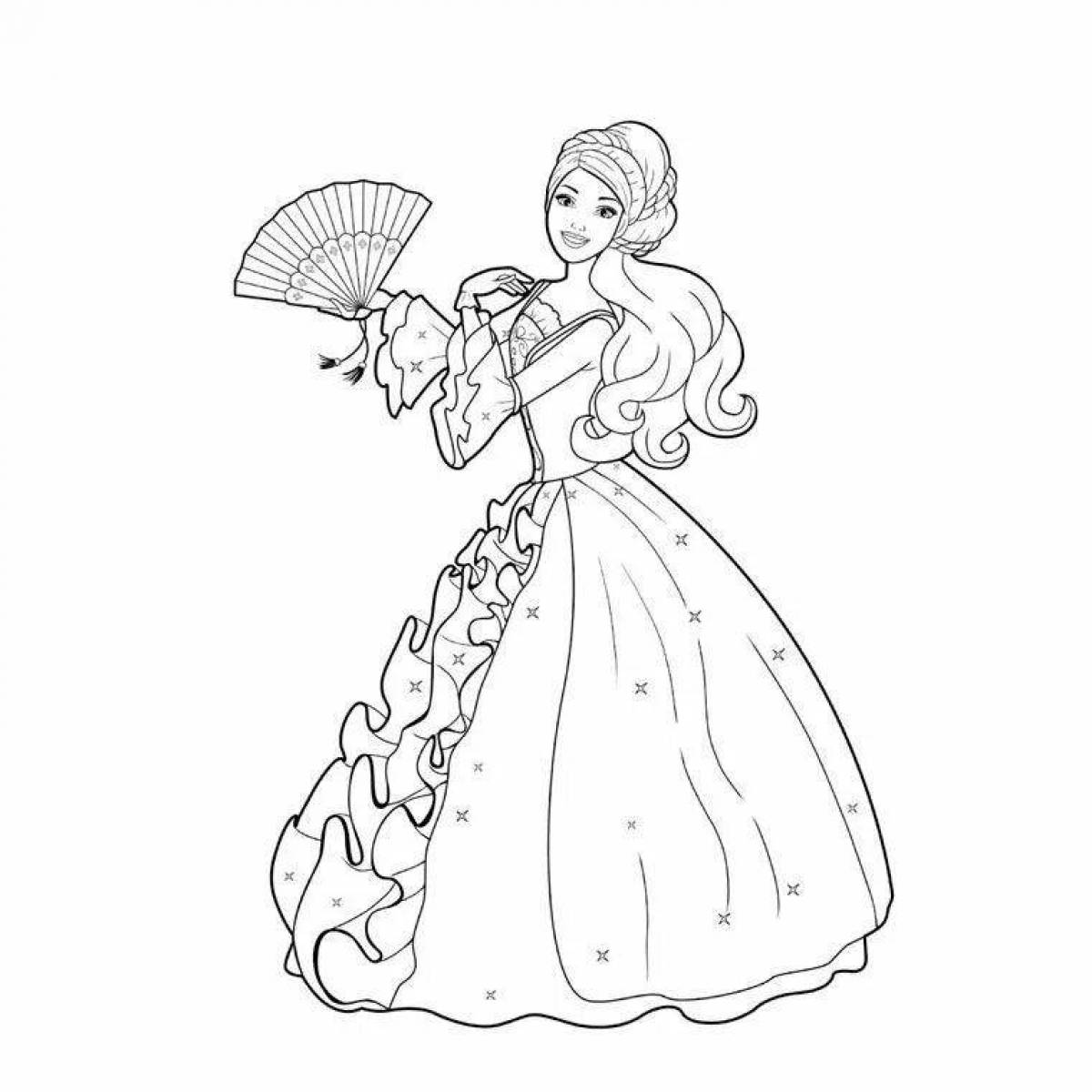 Exquisite coloring book for girls princesses in beautiful dresses