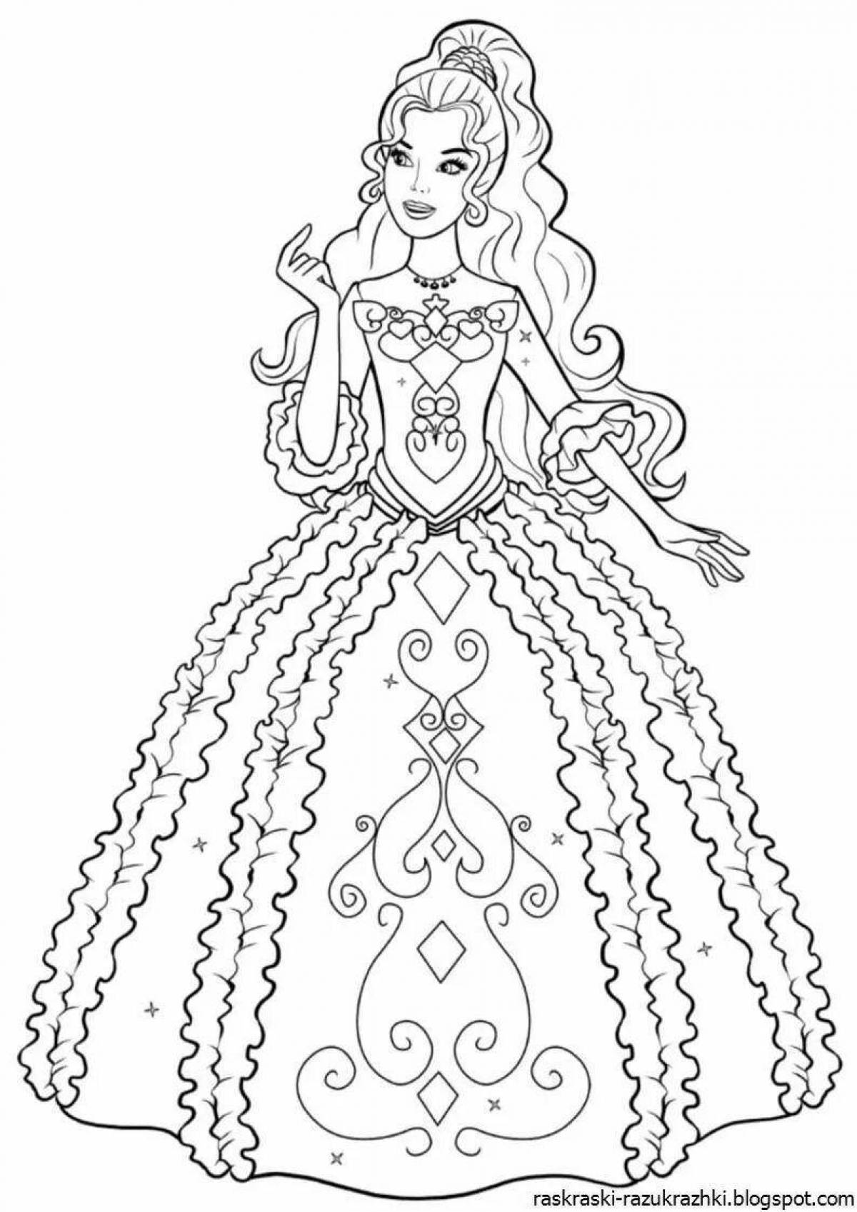 Раскраска Принцесса в бальном платье