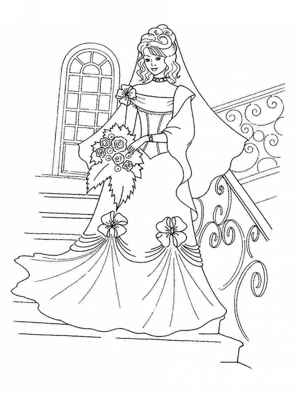 Glitter coloring book for girls princesses in pretty dresses