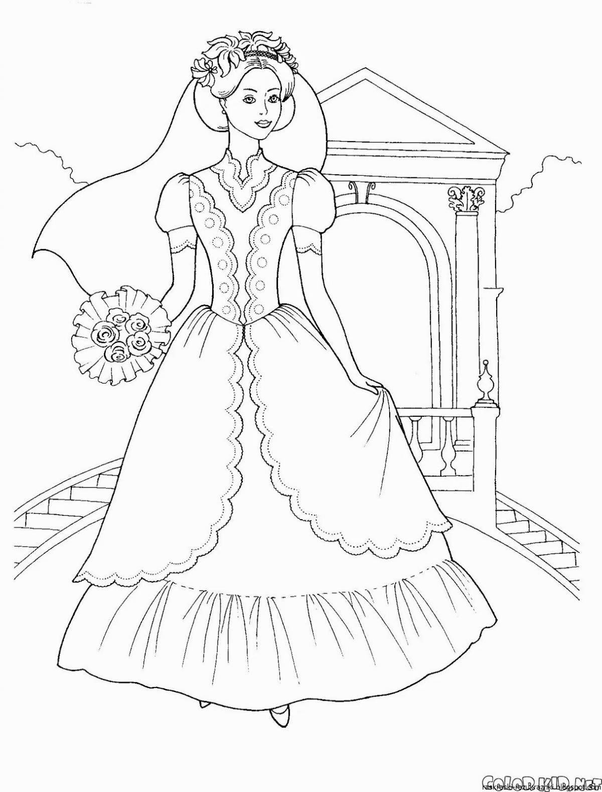 Luxury coloring book for girls princesses in beautiful dresses