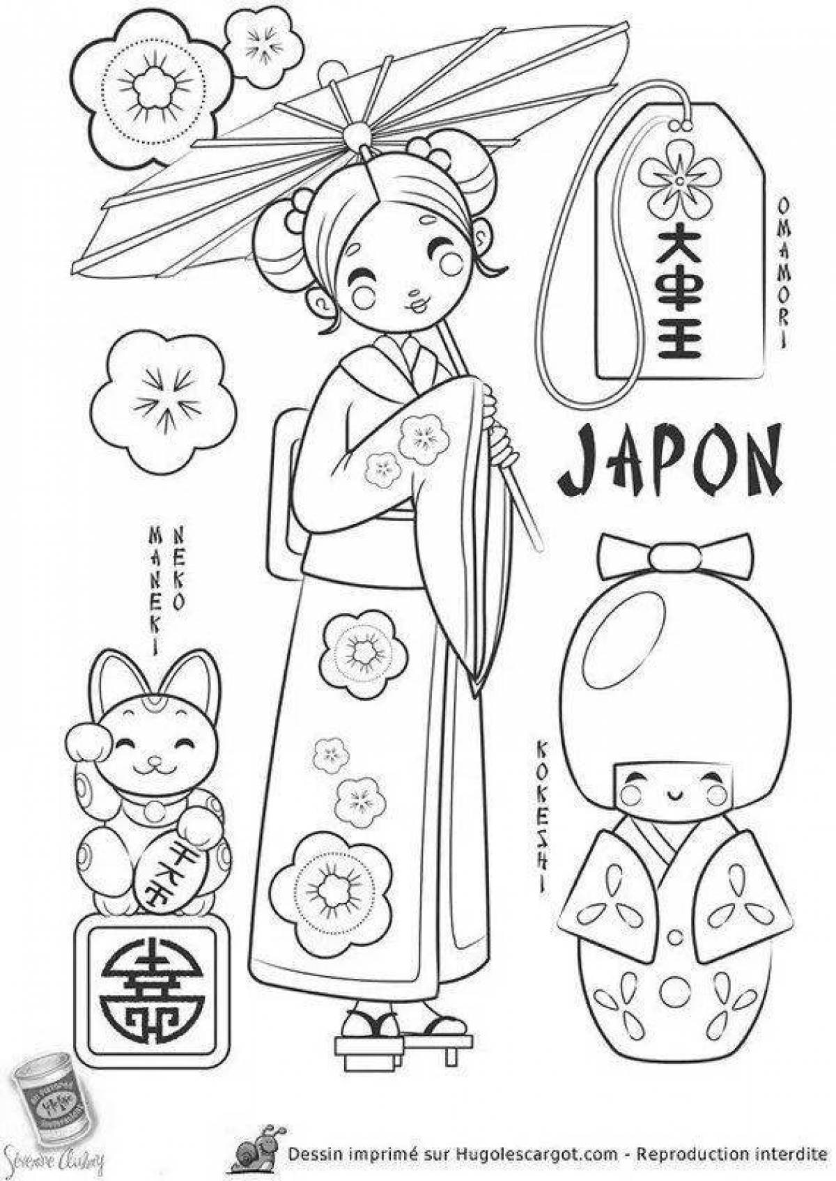 Bright Japanese coloring book