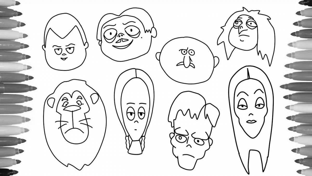 Fancy Adams Wednesday coloring page