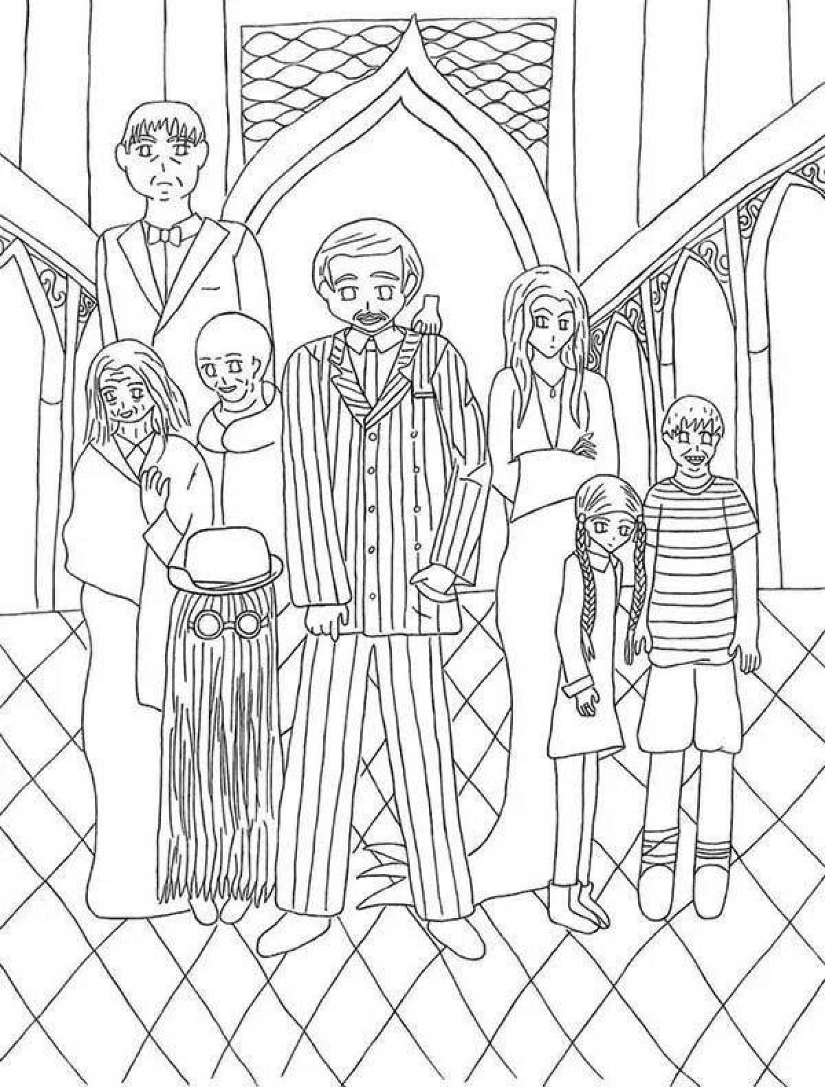 Funny Adams Wednesday coloring page