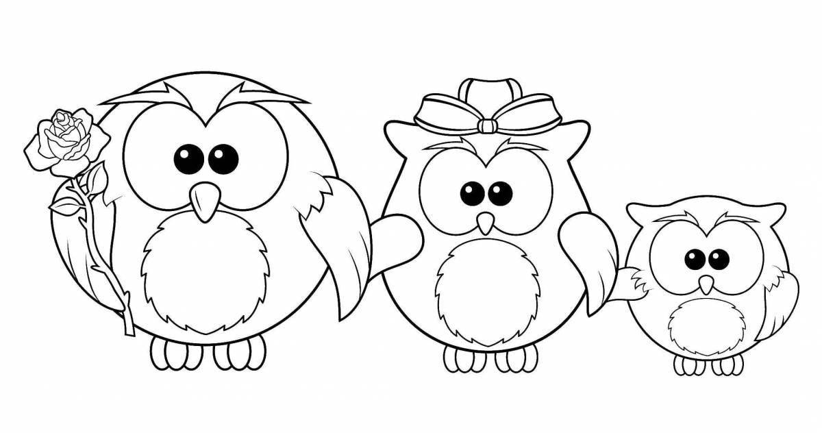 Playful owl coloring book