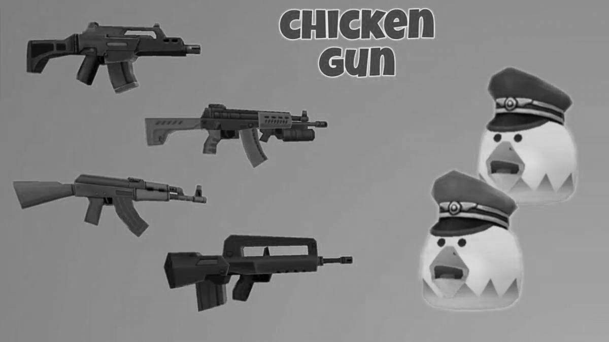 Colorful chikin gun coloring page