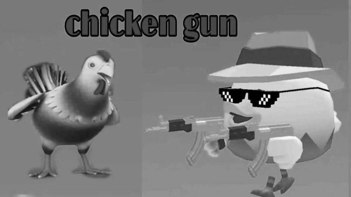 Удивительная страница раскраски chikin gun