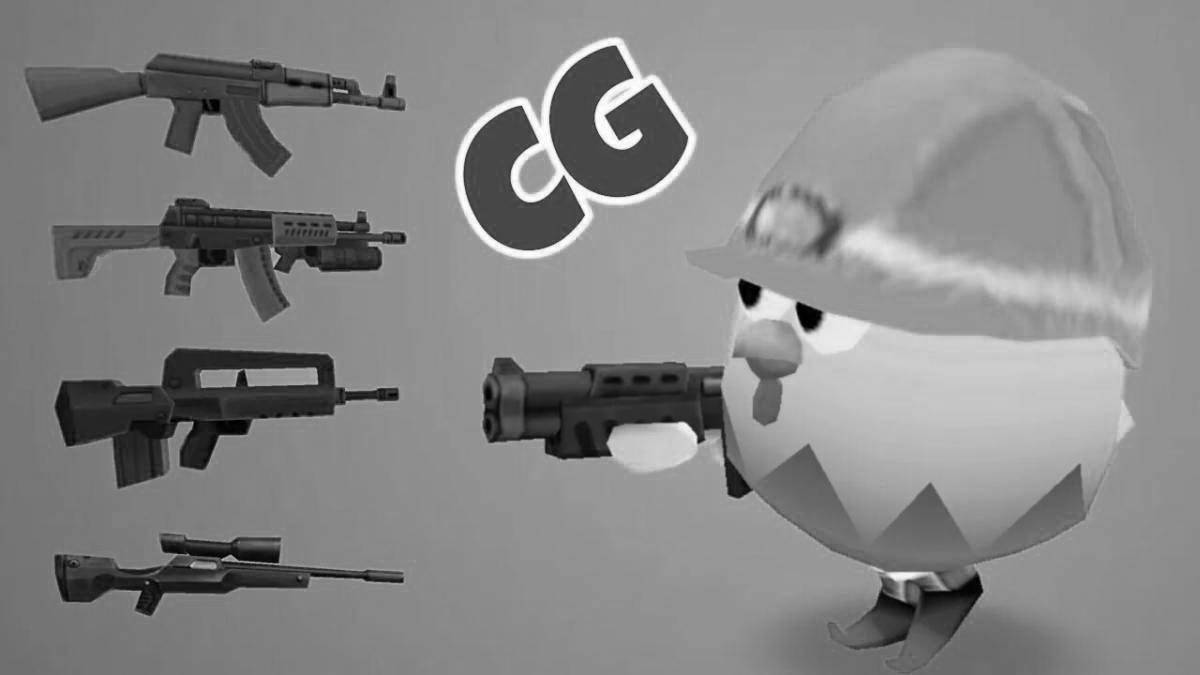 Coloring cute chikin gun