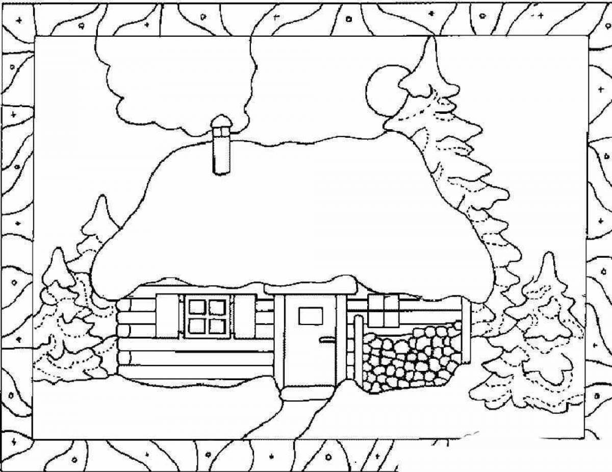 Colouring winter house