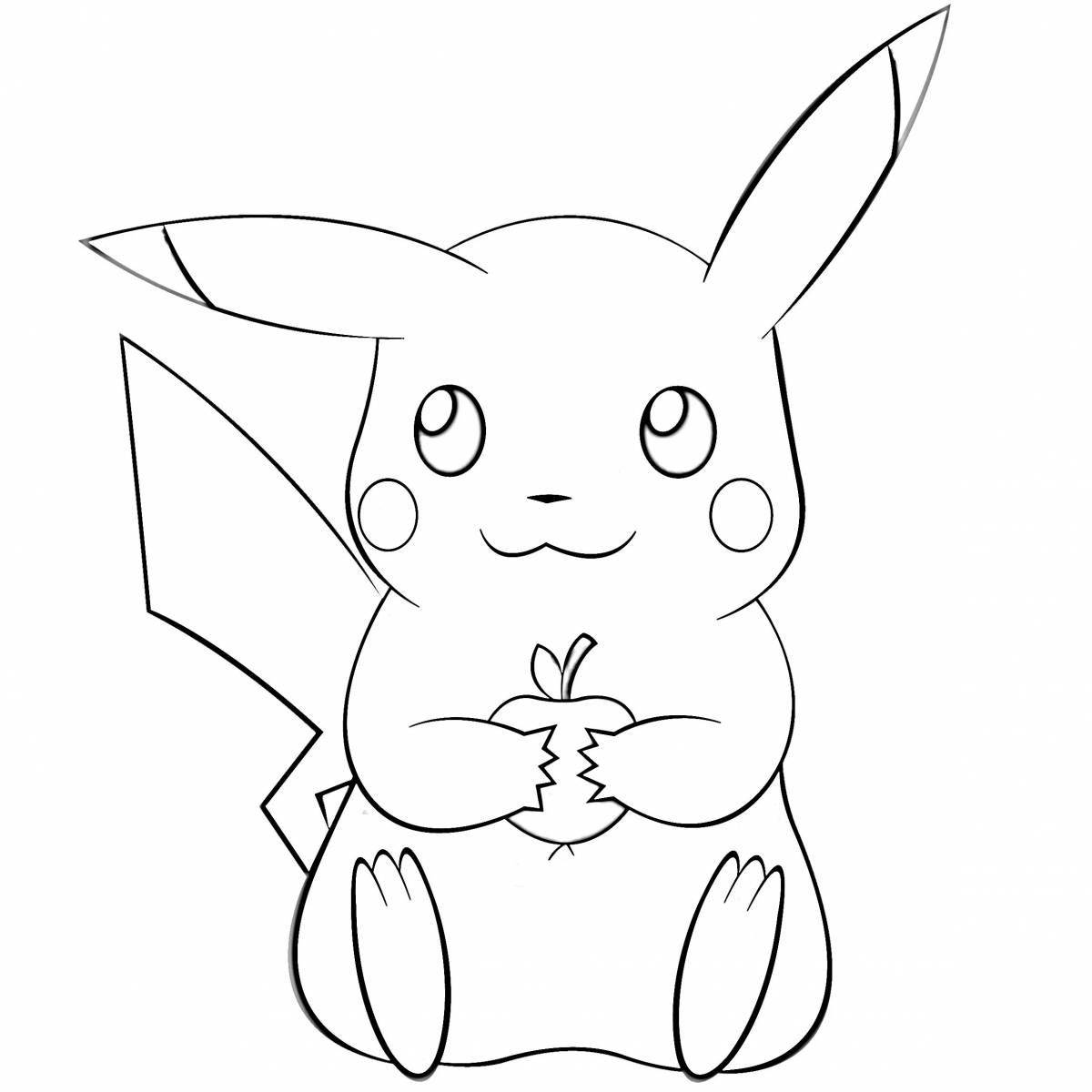 Radiant coloring page antistress pikachu