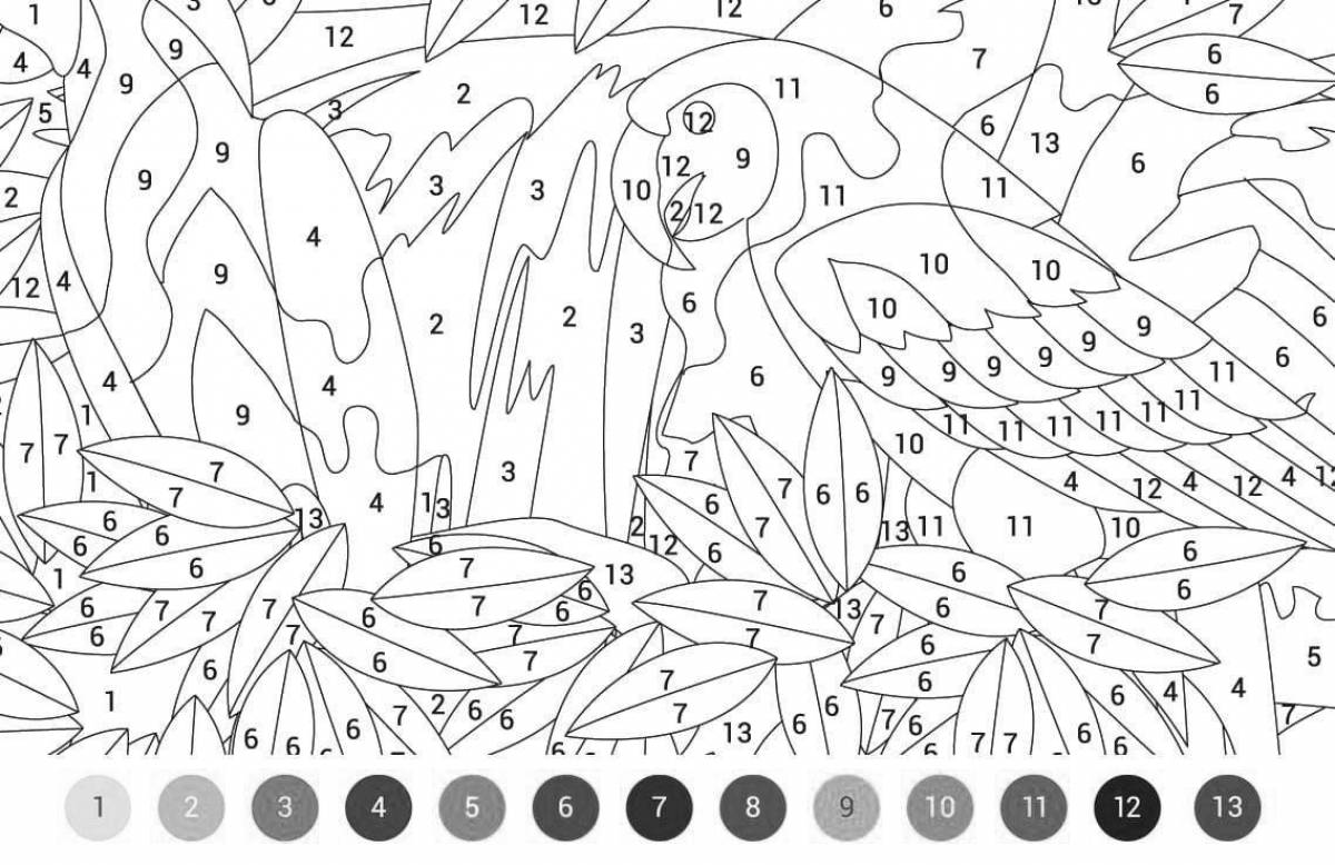 Fun coloring book turn on color by number