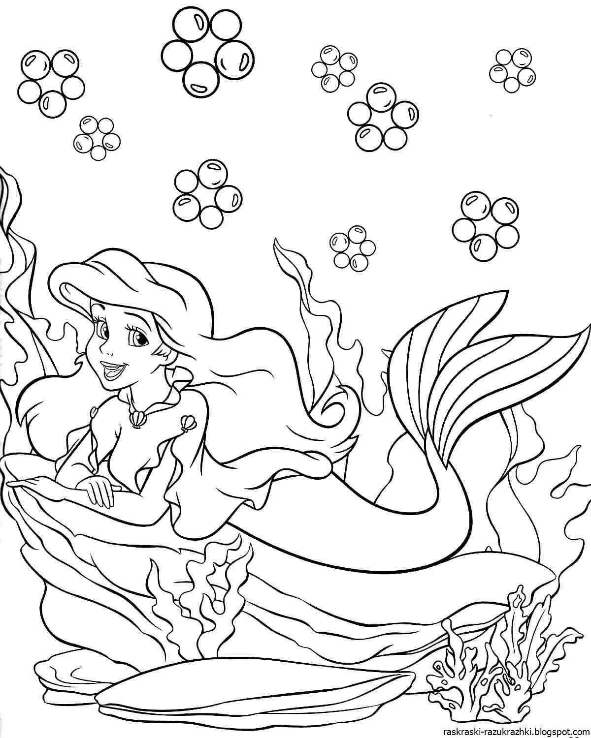 Gorgeous little mermaid coloring book for girls