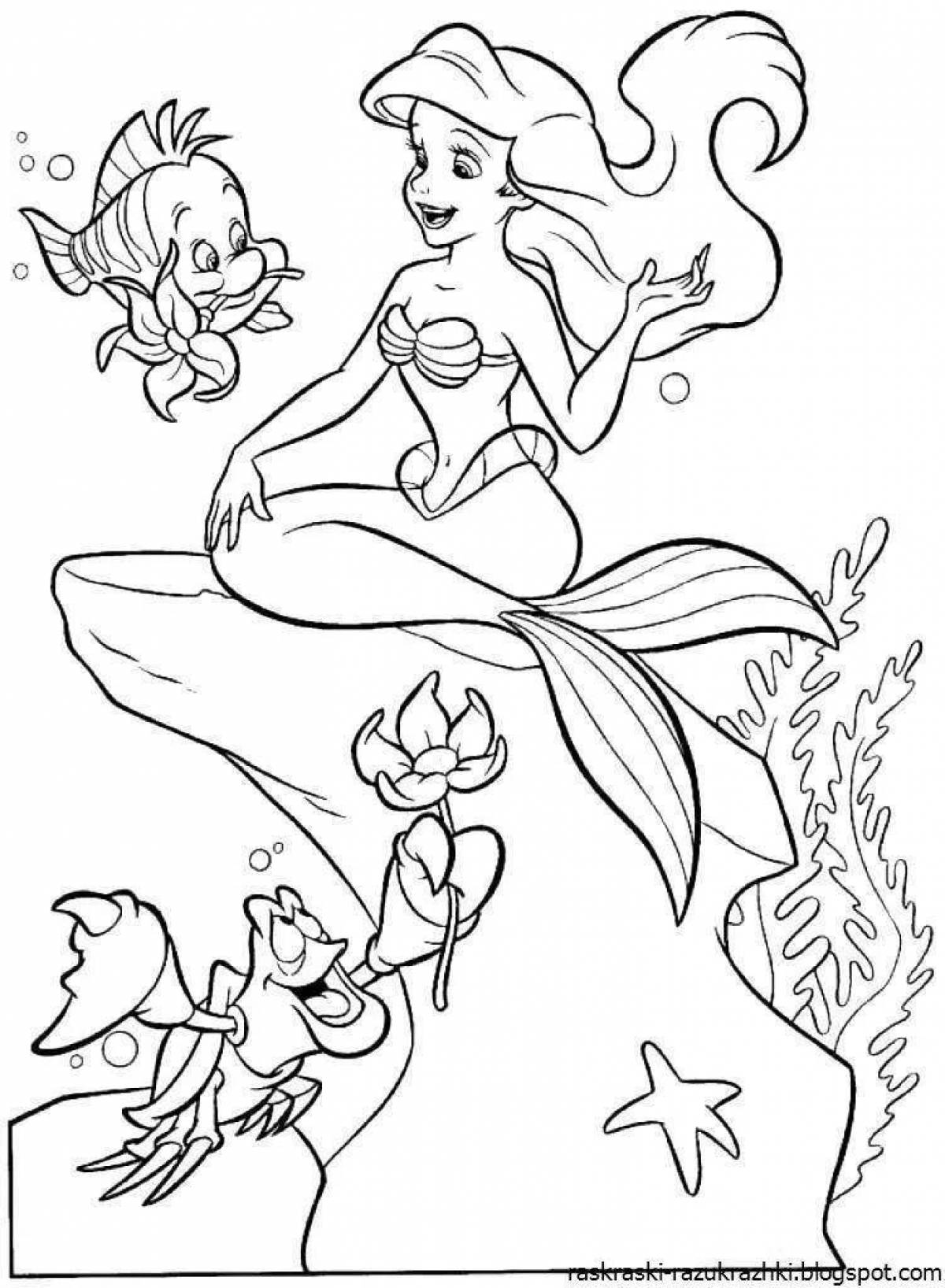 Bright coloring for girls little mermaid