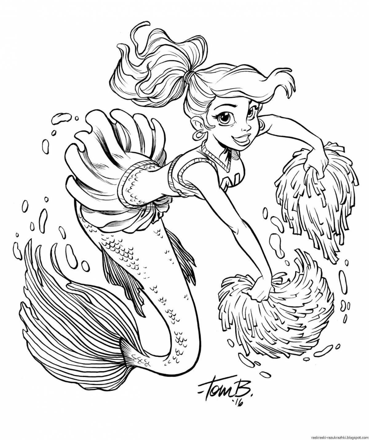 Serene mermaid coloring book for girls
