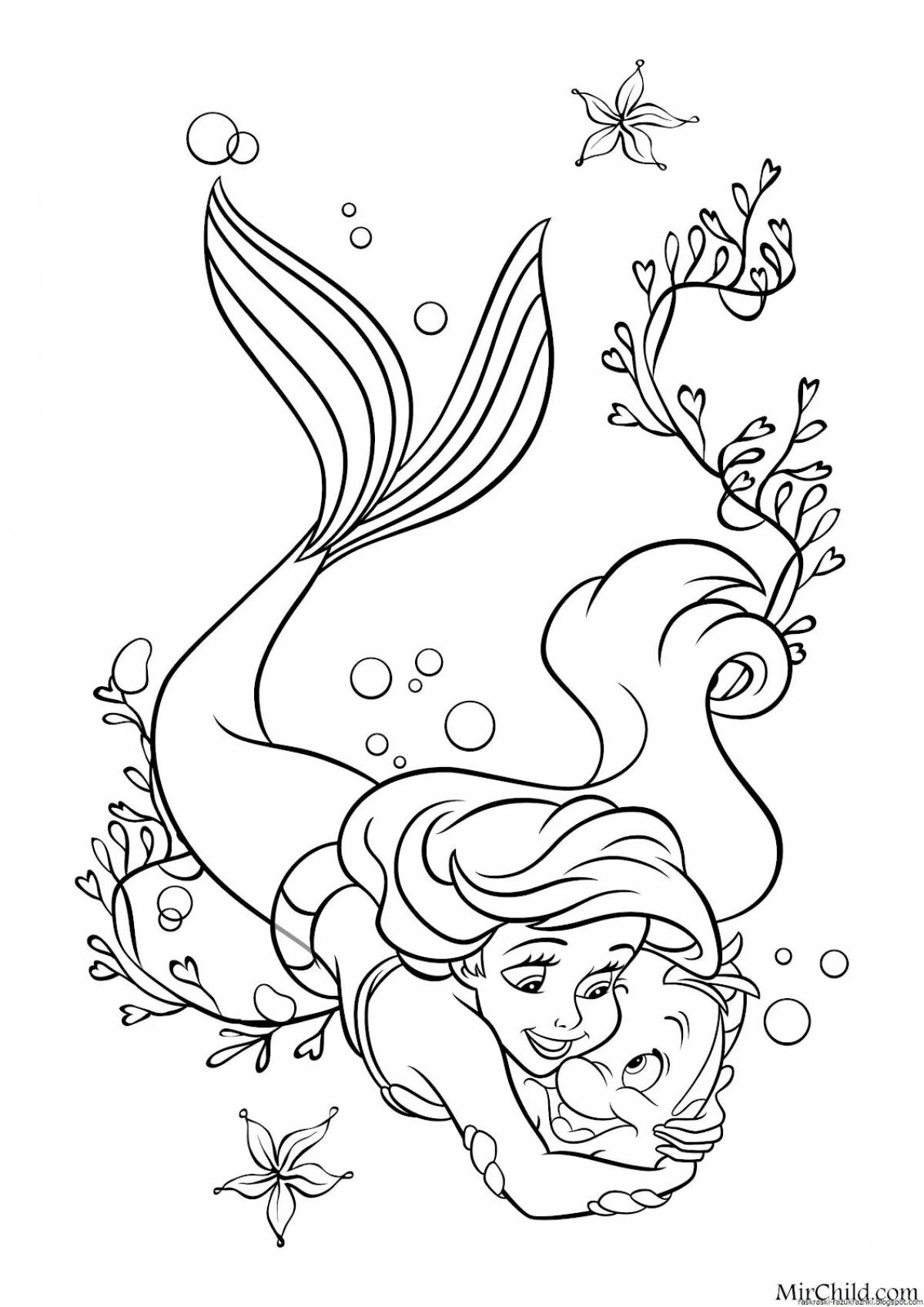 Merry little mermaid coloring book for girls