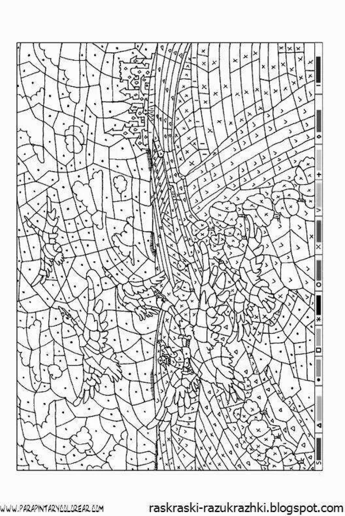 Unique complex coloring by numbers