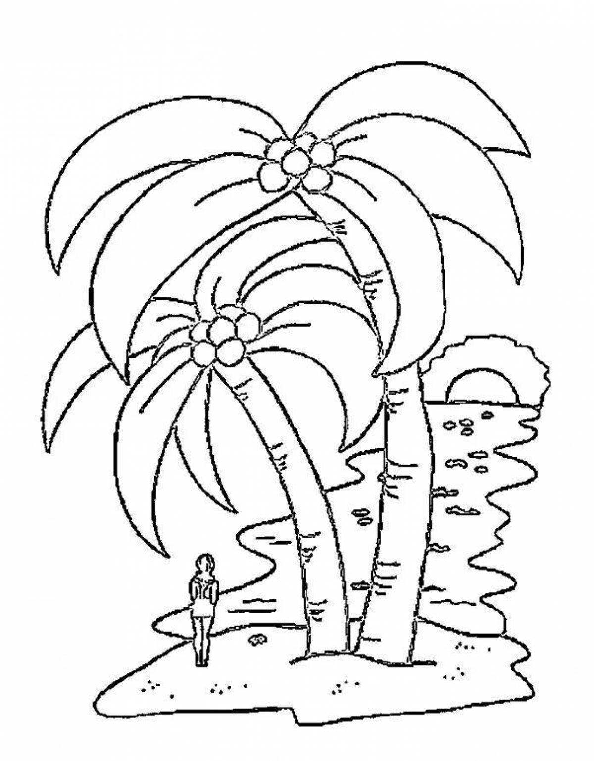 Раскраска остров с пальмой