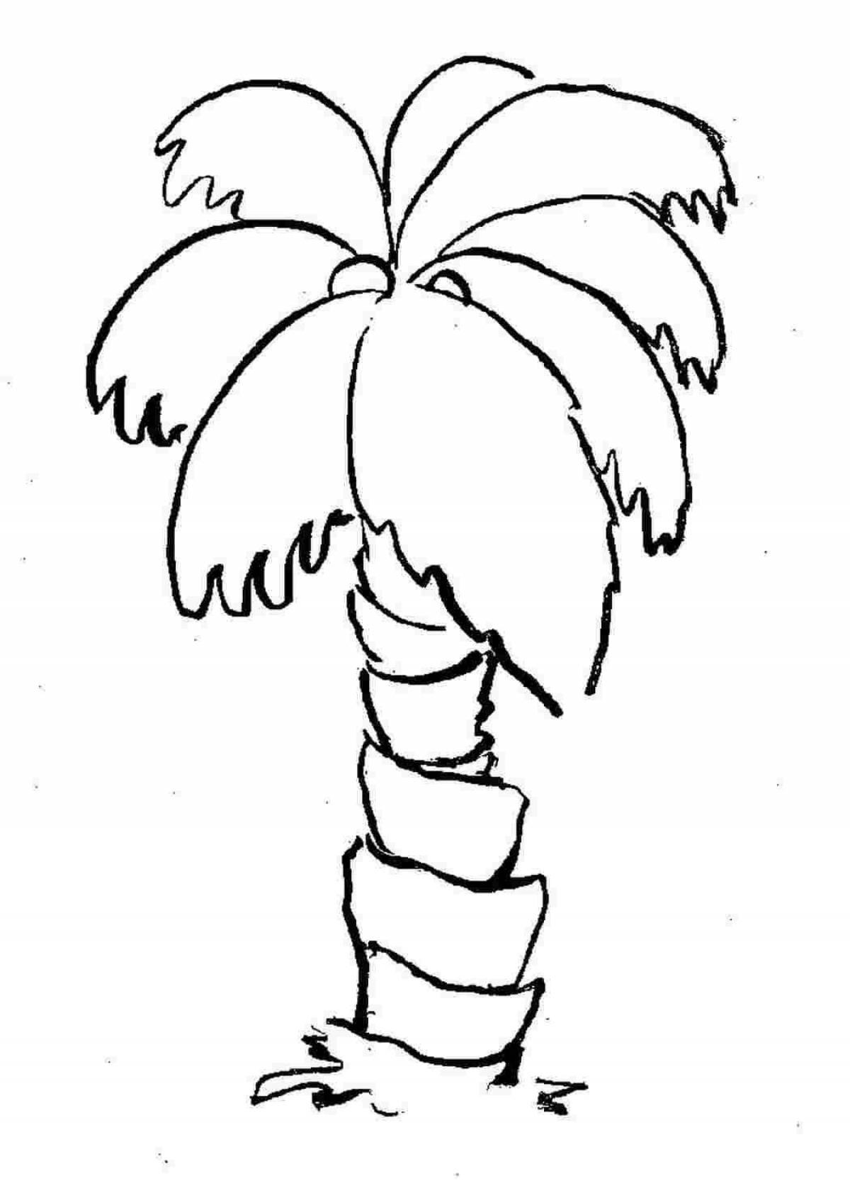 Colorful palm tree coloring page for kids