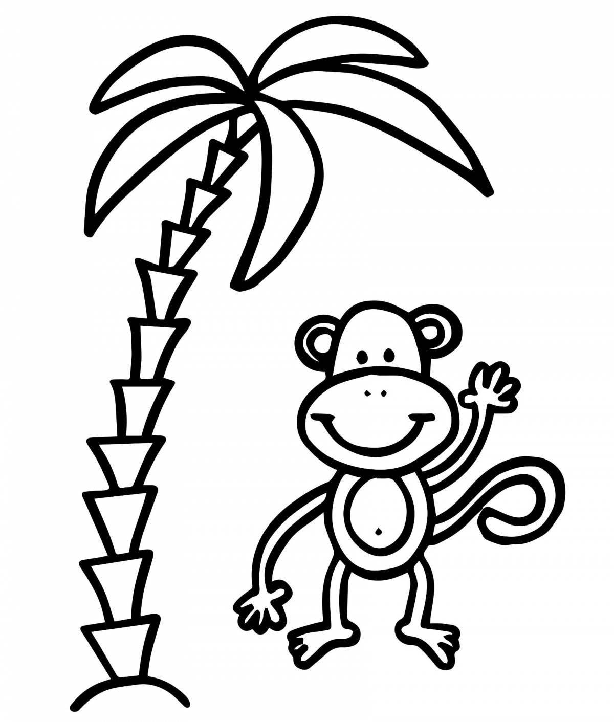 Радостная пальма-раскраска для детей