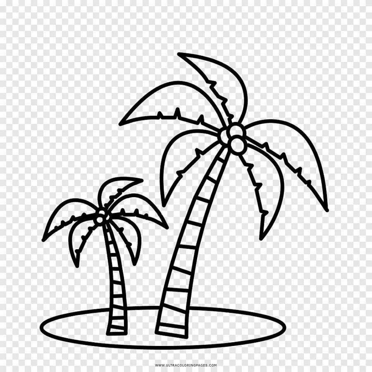 Playful palm tree coloring page for kids