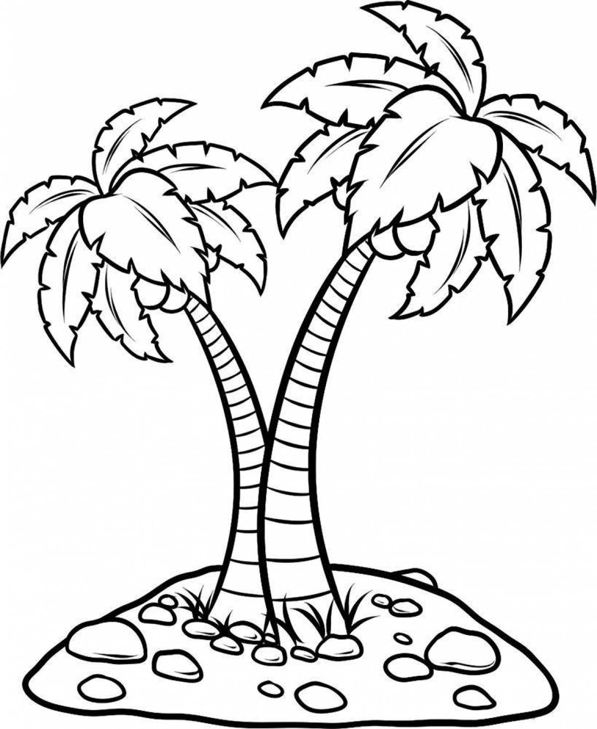 Coloring modern palm tree for kids