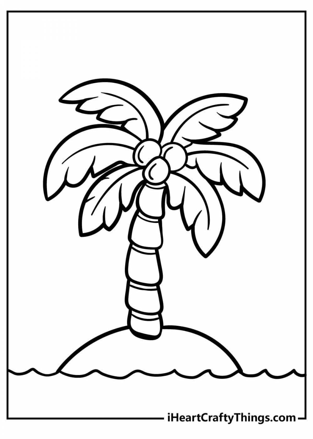 Unique palm tree coloring page for kids