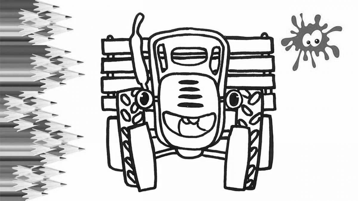 Beautiful blue tractor coloring page