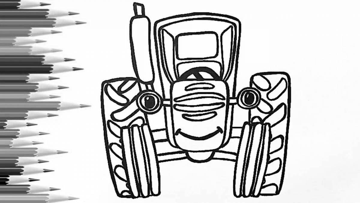 Fine blue tractor coloring page