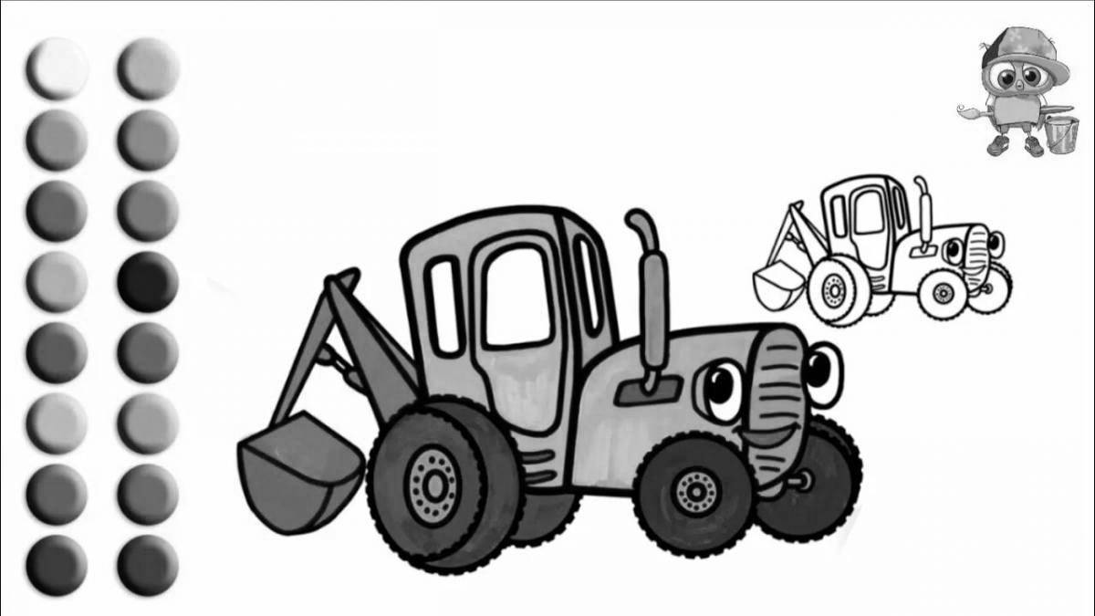 Wonderful blue tractor coloring book