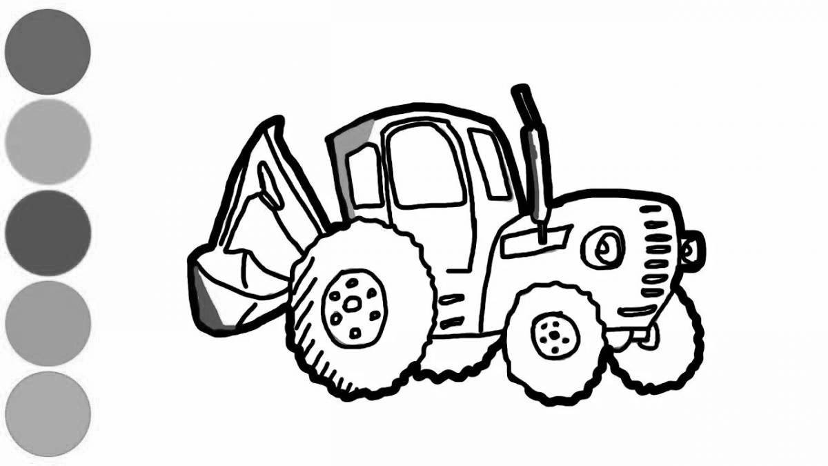 Coloring book outstanding blue tractor