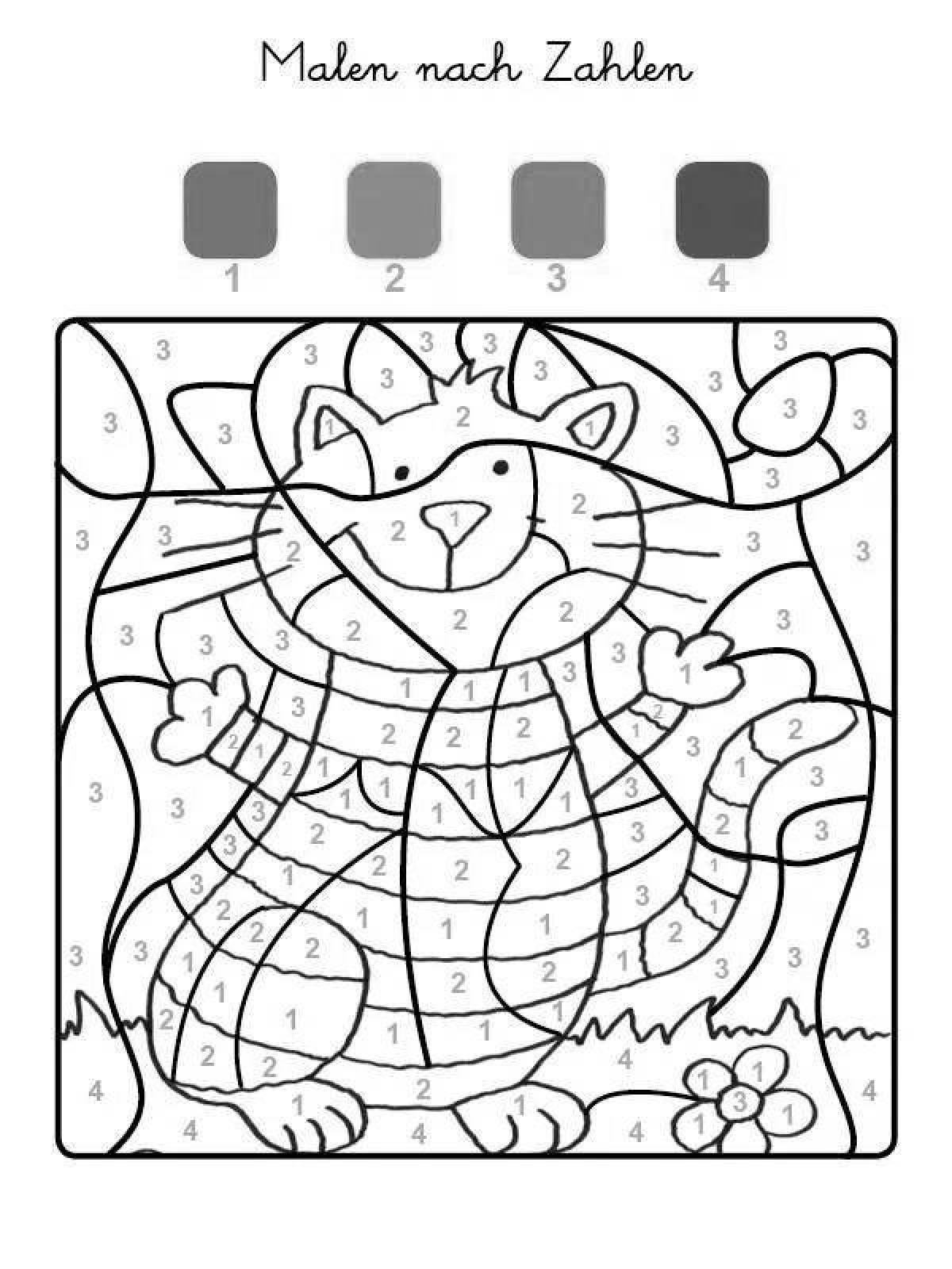 Bright cat coloring by numbers