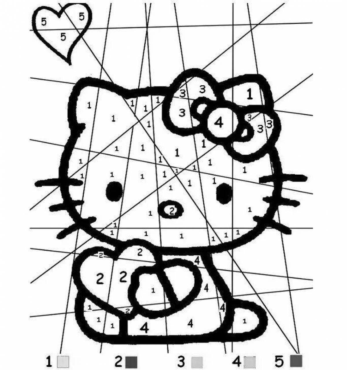 Adorable cat coloring page by number