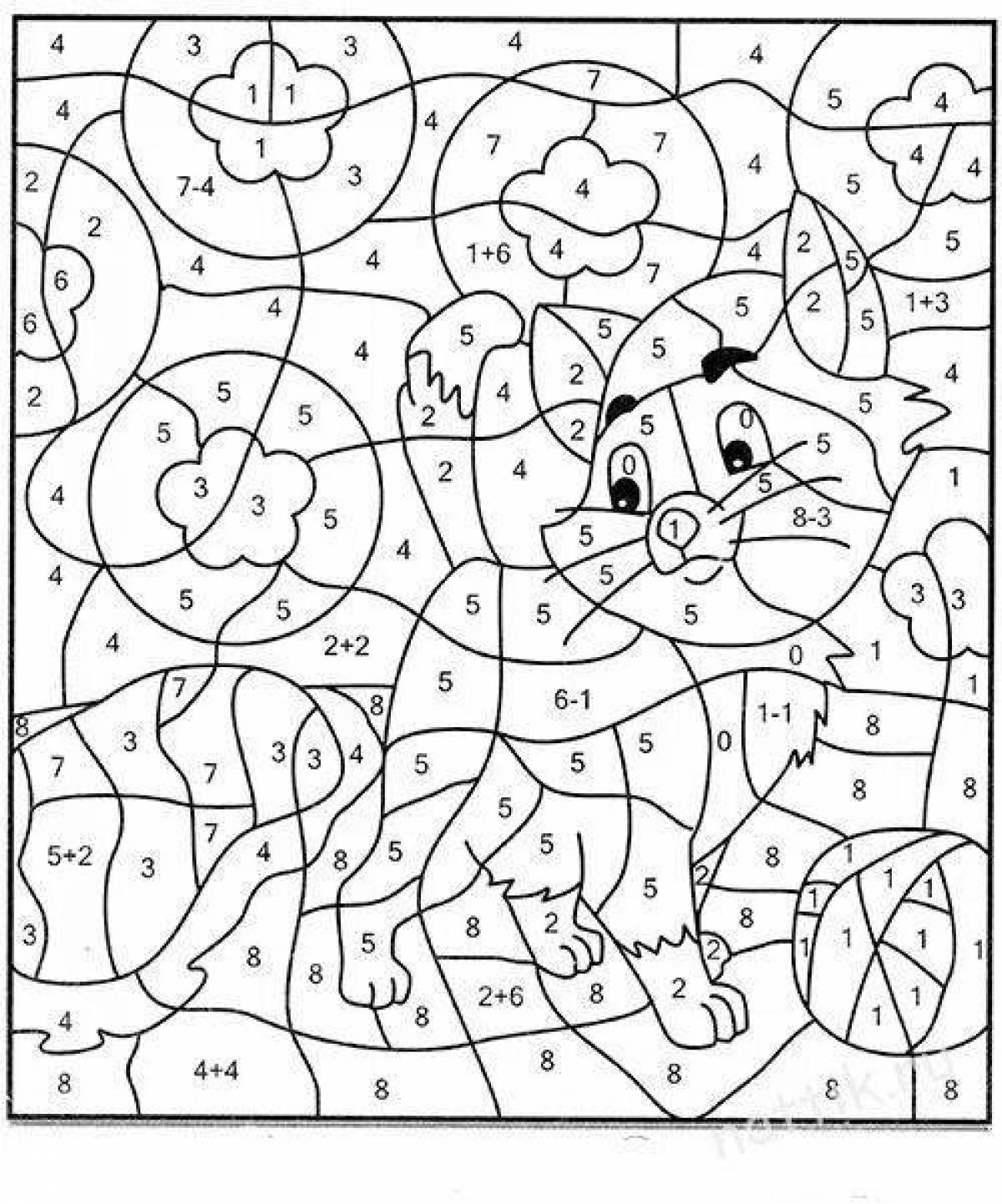 Fun cat coloring by numbers