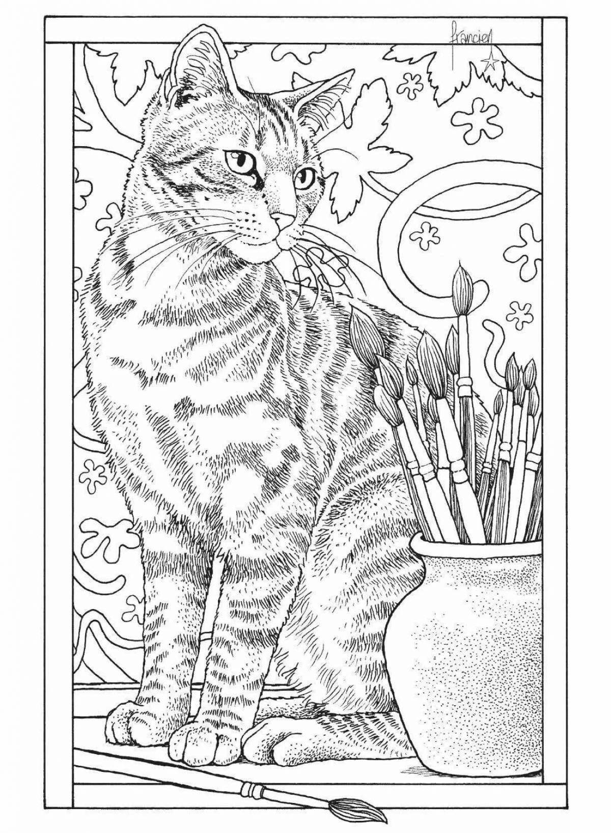 Adorable cat coloring by number