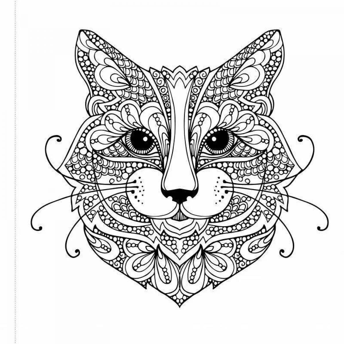 Coloring dazzling cat by numbers