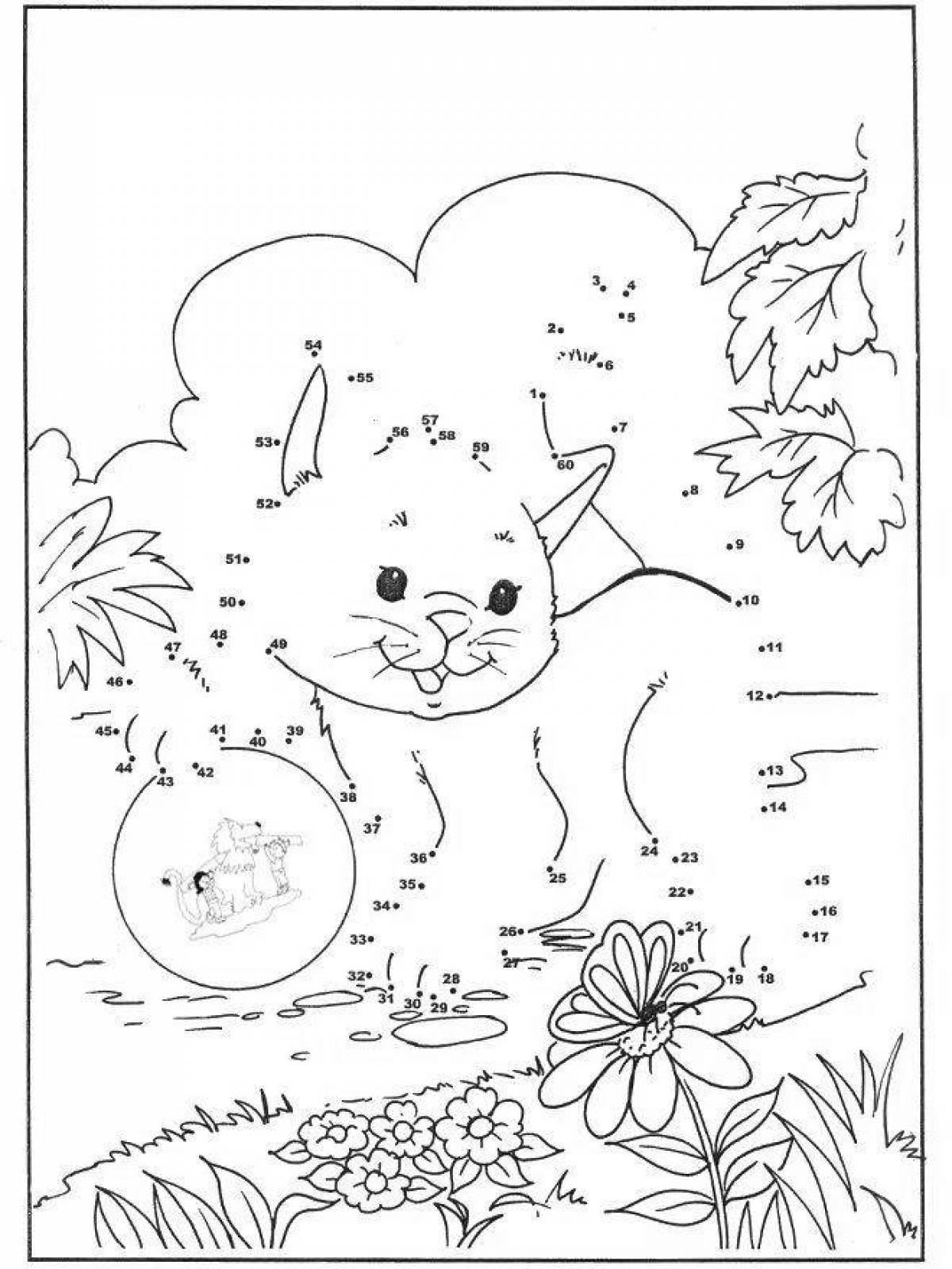 Outstanding cat coloring page by number