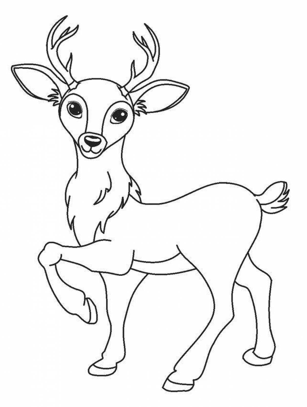 Holiday deer coloring page for kids