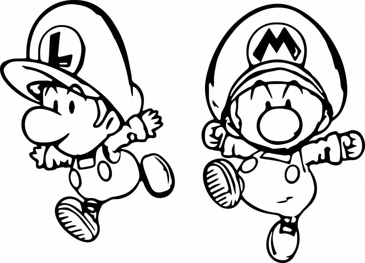 Photo Luminous luigi and mario coloring page