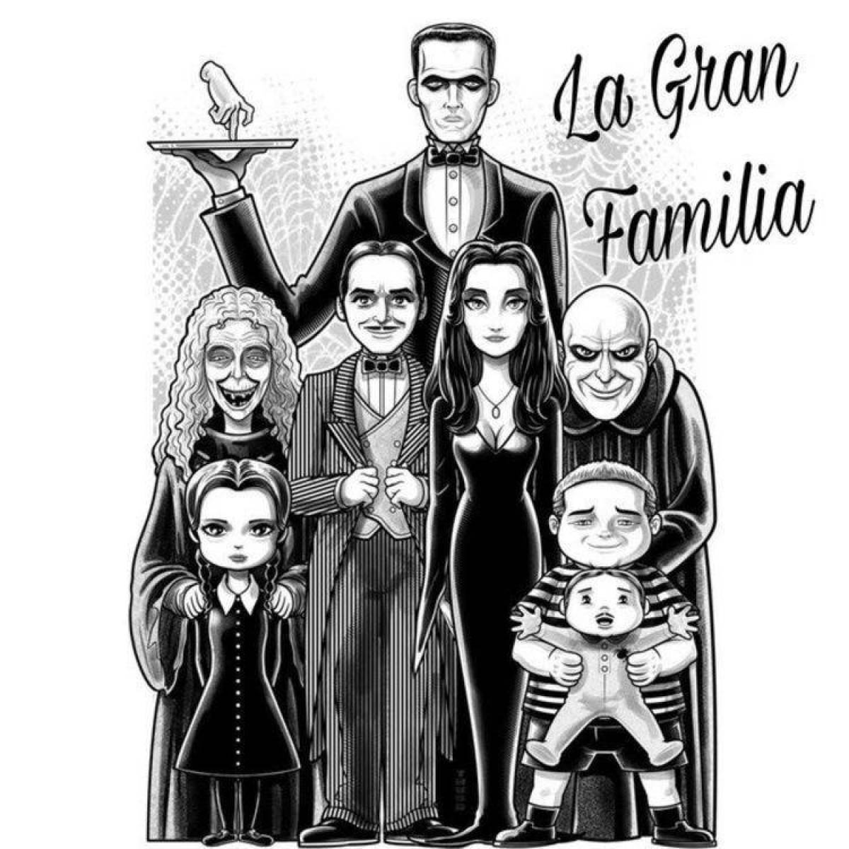 Playful addams family coloring book