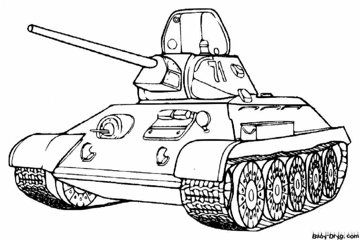 Coloured coloring of tanks for children