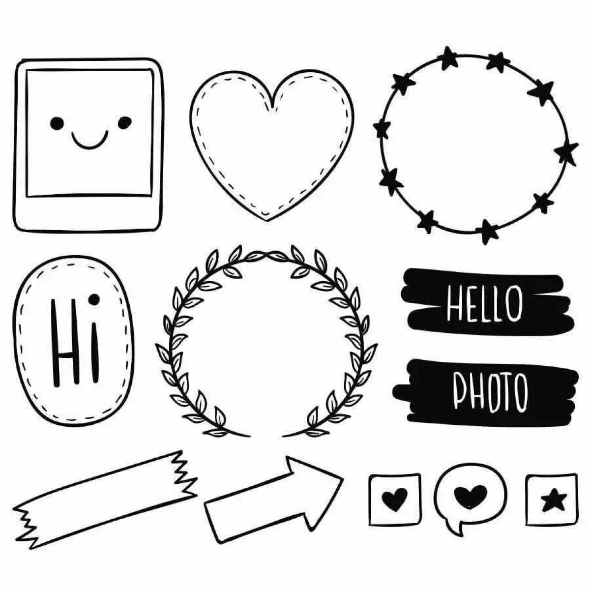 Cute printable coloring book in black and white