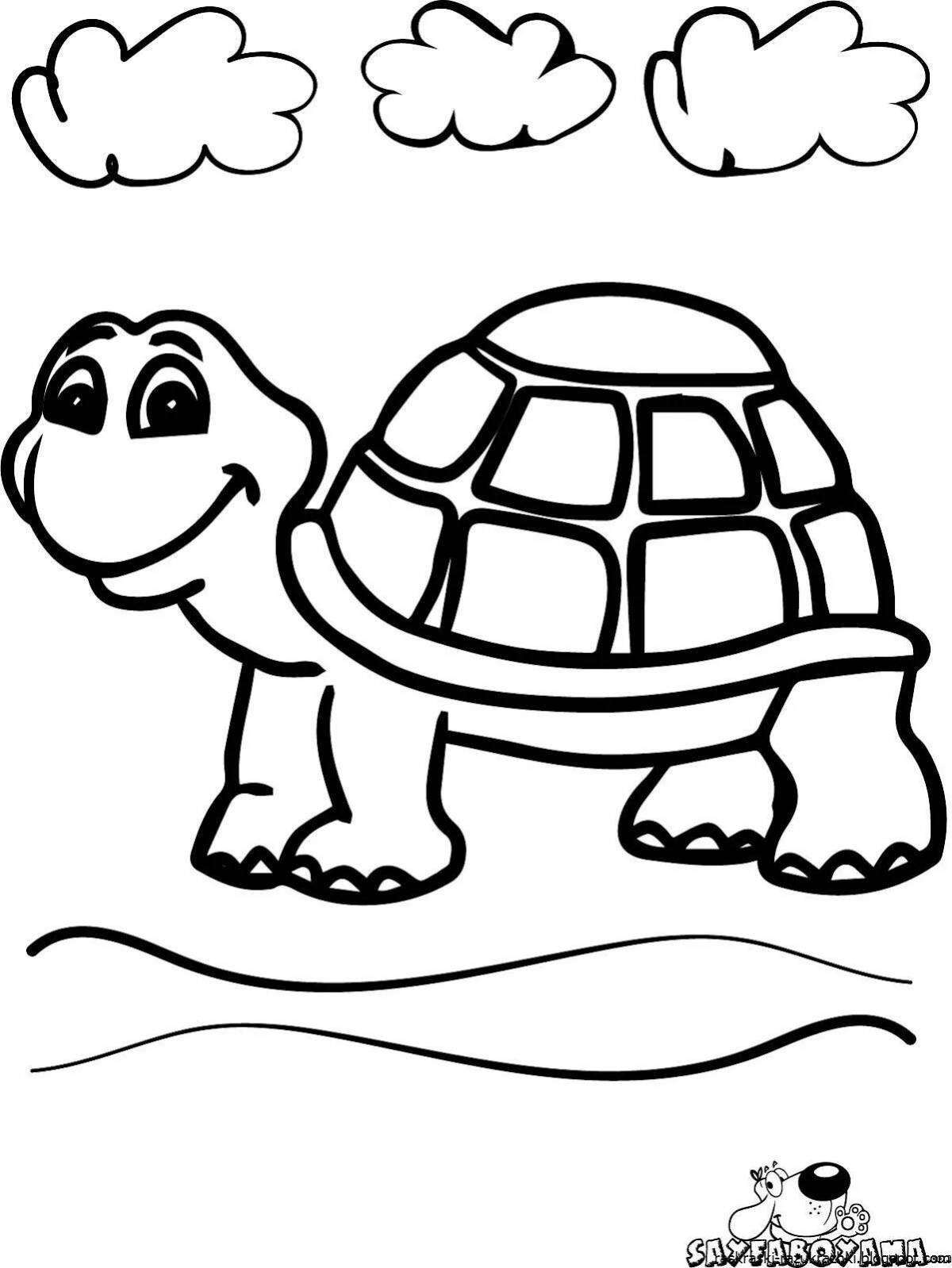 Красочная черепаха-раскраска для детей