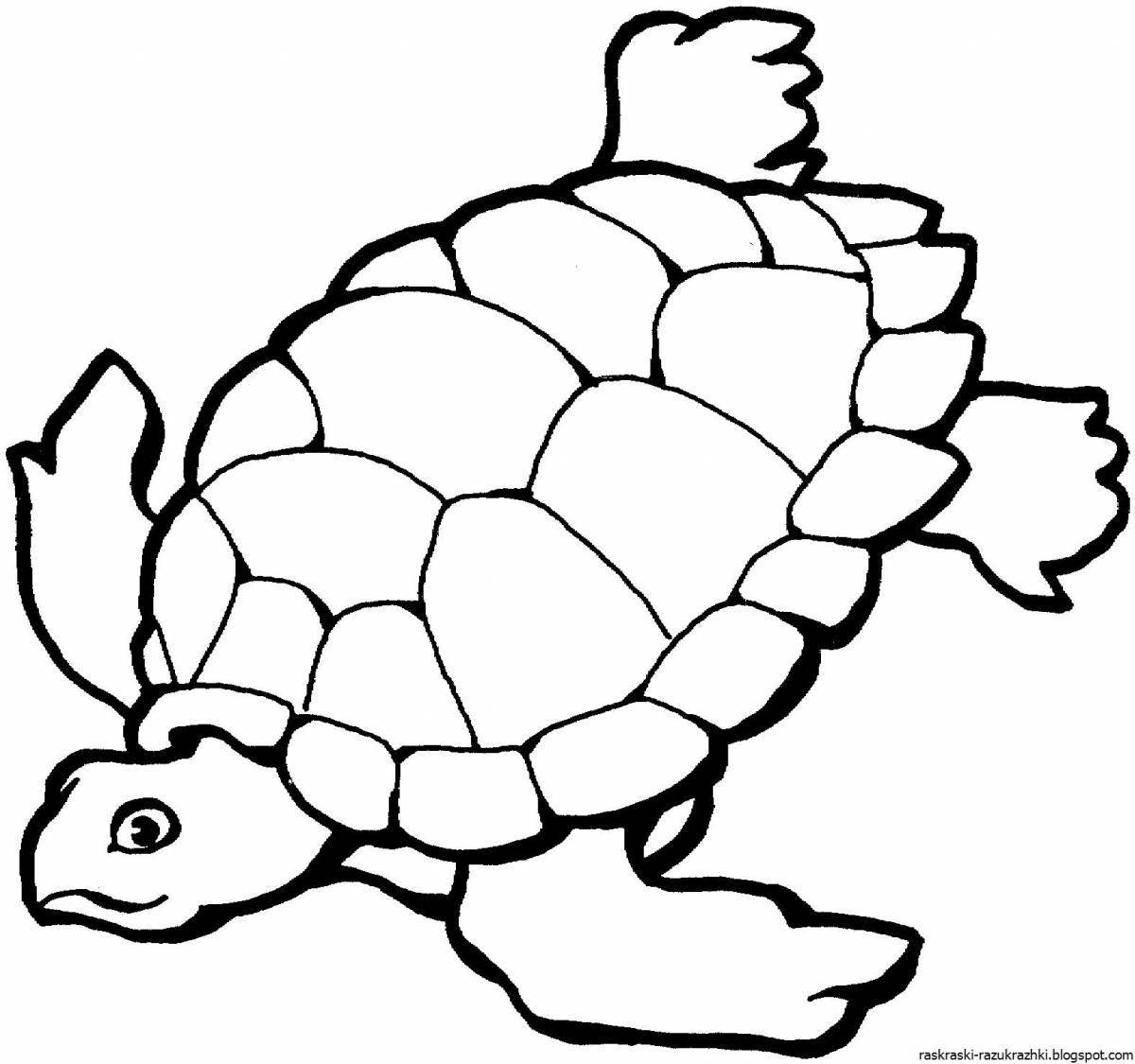 Радостная черепаха-раскраска для детей
